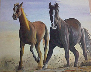 biljana-reynolds, oil painting, artist, horses-side-by-side
