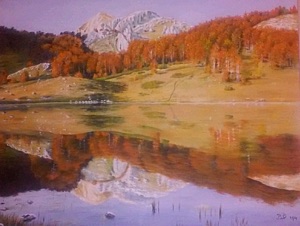 biljana-reynolds, oil painting, artist, lake-at-mountain-treskavica-bosnia