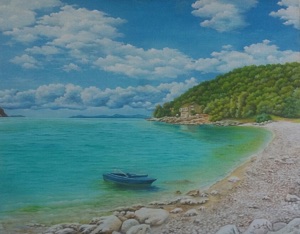 biljana-reynolds, oil painting, artist, montenegrin-beach