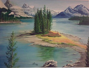 maligne-lake, biljana-reynolds, oil painting, artist, realism