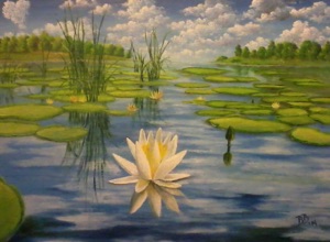 lotus-on-the-lake, biljana-reynolds, oil painting, artist, realism
