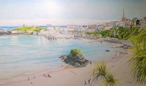 tenby-north-beach, biljana-reynolds, oil painting, artist, realism