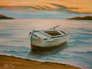 twilight-boat, biljana-reynolds, oil painting, artist, realism
