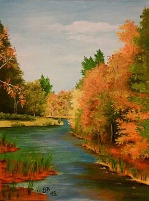 black-river-in-plitvice-in-autumn, biljana-reynolds, oil painting, artist, realism