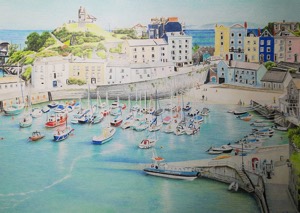 tenby-harbour-pembrokeshire, biljana-reynolds, pencil sketch, artist, realism