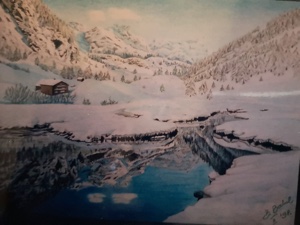 winter-scene-on-treskavica-mountain, biljana-reynolds, oil painting, artist, realism